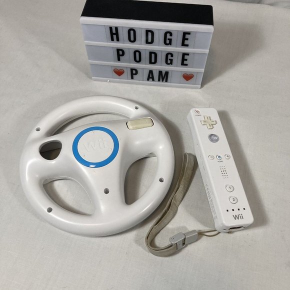 Nintendo Wii Remote Controller with Wheel for Mario Kart Racing Game OEM Genuine - Picture 11 of 12